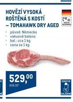 HOVĚZÍ VYSOKÁ ROŠTĚNÁ S KOSTÍ – TOMAHAWK DRY AGED
