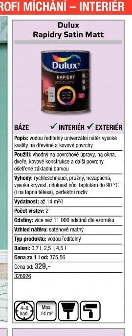 Dulux Rapidry Satin Matt - UNI HOBBY akcniletaky.com