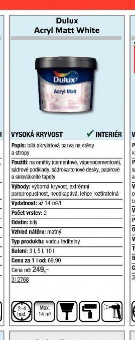 Dulux Acryl Matt White - UNI HOBBY akcniletaky.com