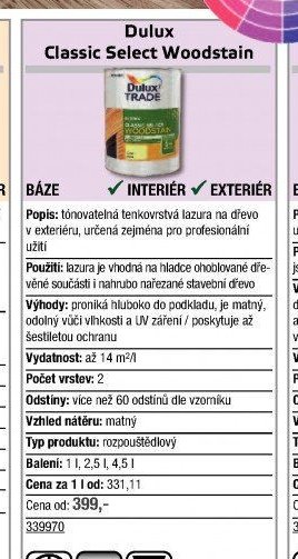 Dulux Classic Select Woodstain - UNI HOBBY akcniletaky.com