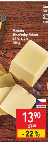 Sýr Eidam Jihočeský 45% Madeta