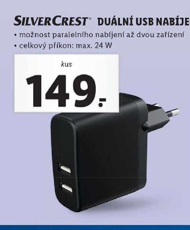 SILVERCREST duální USB nabíječka