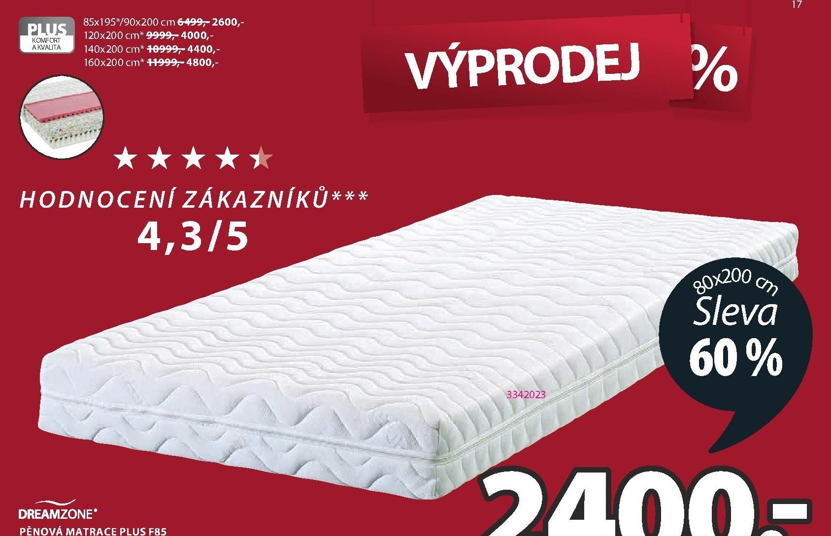 Pěnová matrace PLUS F85 - Jysk akcniletaky.com