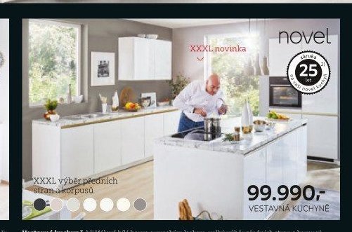 Vestavná kuchyně, křišťálově bílá barva