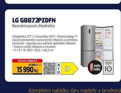 LG GBB72PZDFN Beznámrazová chladnička