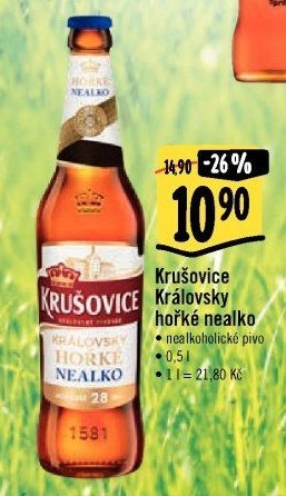 Pivo nealkoholické Královsky hořké Krušovice