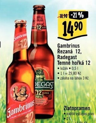 Pivo řezaný ležák 12° Gambrinus