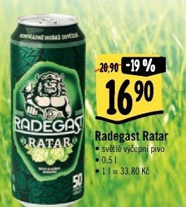 Pivo světlé výčepní 10° Ratar Radegast