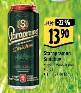 Pivo světlé výčepní 10° Smíchov Staropramen