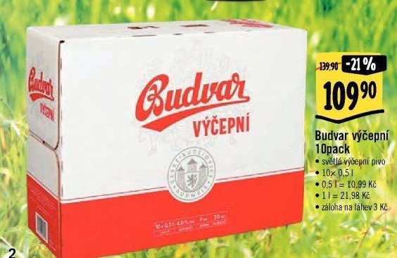 Pivo světlé výčepní Budweiser Budvar