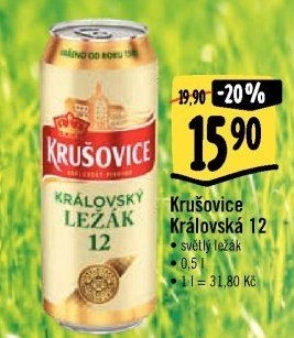 Pivo světlý ležák Královská 12° Krušovice
