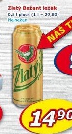 Pivo světlý ležák 12° Zlatý Bažant