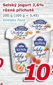 Ochucený jogurt selský Kunín