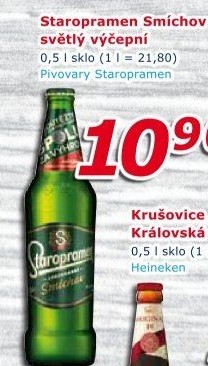 Pivo světlé výčepní 10° Smíchov Staropramen