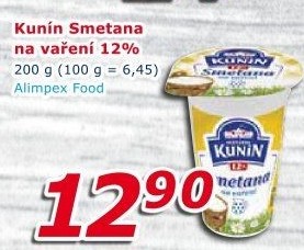 Smetana na vaření Kunín 12%
