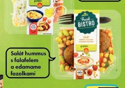 Salát hummus s falafelem a edamame fazolkami