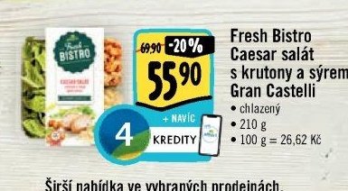 Fresh Bistro Caesar salát s krutony a sýrem Gran Castelli