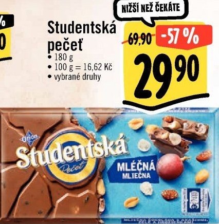 Čokoláda Studentská pečeť Orion
