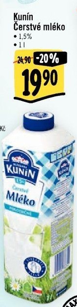 Mléko čerstvé Kunín - 1,5% polotučné