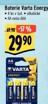 Baterie alkalické Energy Varta