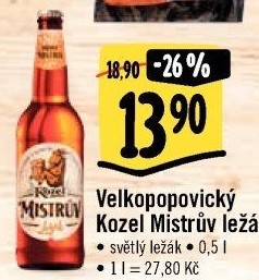 Pivo Mistrův světlý ležák Velkopopovický Kozel