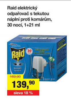 Odpařovač elektrický proti komárům 30 nocí Raid