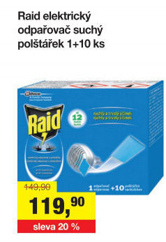 Odpařovač elektrický proti komárům suchý Raid