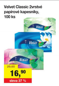 Papírové kapesníčky 2vrstvé Velvet - box