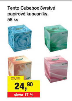 Papírové kapesníčky 3vrstvé Tento - box