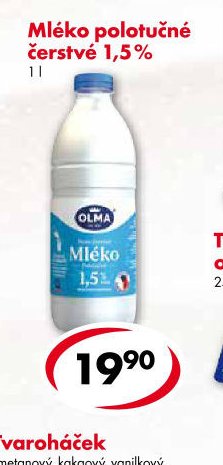 Mléko polotučné čerstvé 1,5%