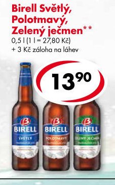 Birell Světlý, Polotmavý, Zelený ječmen