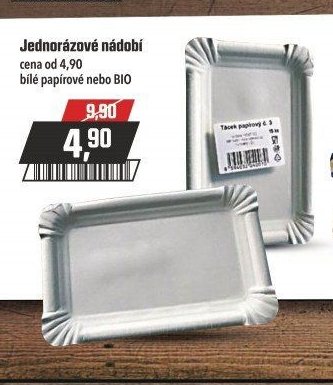 Jednorázové nádobí cena od 4,90 bílé papírové nebo BIO