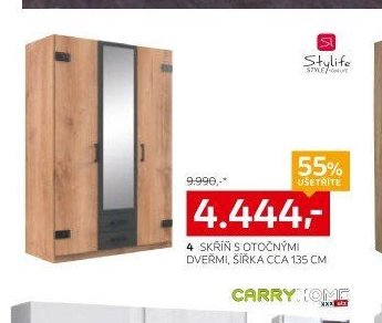 4 Skříň s otočnými dveřmi, šířka cca 135 cm
