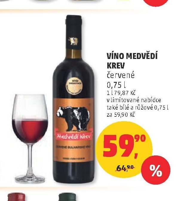 VÍNO MEDVĚDÍ KREV červené 0,75 l
