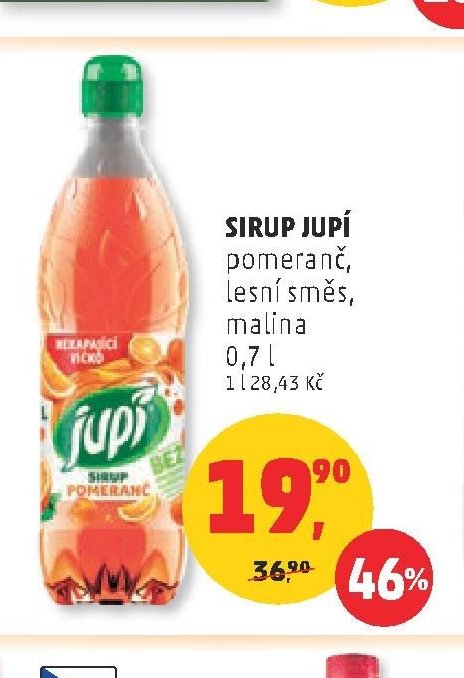SIRUP JUPÍ pomeranč, lesní směs, malina 0,7 l