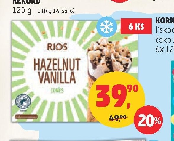 Kornouty Rios lískooříškové, vanilkové, čokoládové