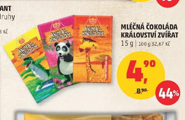 Mléčná čokoláda Království zvířat