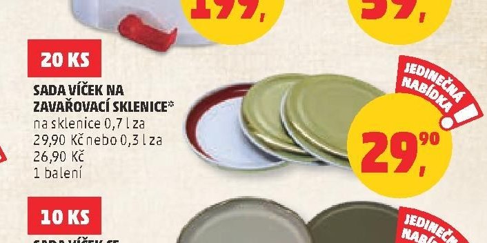 Sada víček na zavařovací sklenice 20 ks