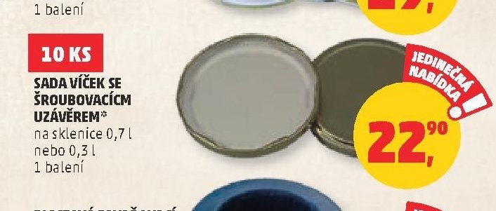 Sada víček se šroubovacím uzávěrem 10 ks