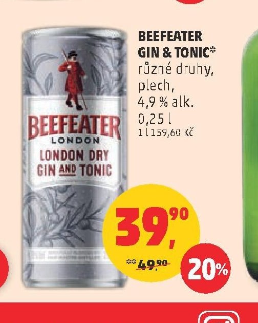 BEEFEATER GIN & TONIC* různé druhy, plech, 4,9 % alk. 0,25 l