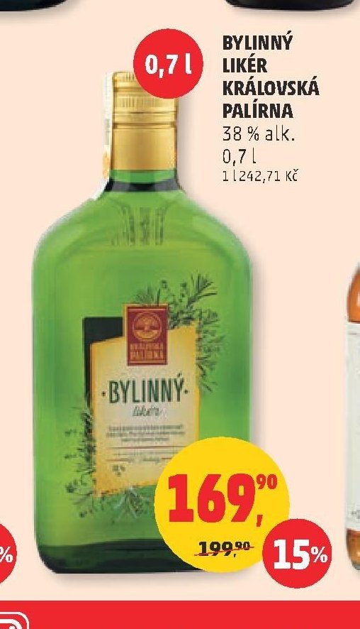 BYLINNÝ LIKÉR KRÁLOVSKÁ PALÍRNA 38 % alk. 0,7 l