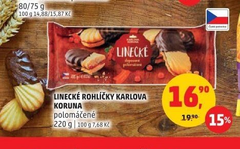 LINECKÉ ROHLÍČKY KARLOVA KORUNA polomáčené