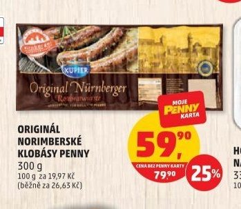 ORIGINÁL NORIMBERSKÉ KLOBÁSY PENNY 300 g