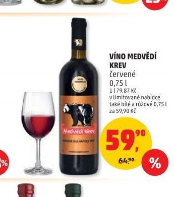 VÍNO MEDVĚDÍ KREV červené 0,75 l