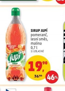 SIRUP JUPÍ pomeranč, lesní směs, malina