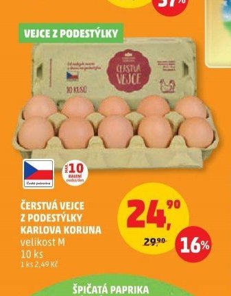 ČERSTVÁ VEJCE Z PODESTÝLKY KARLOVA KORUNA