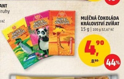 Mléčná čokoláda Království zvířat