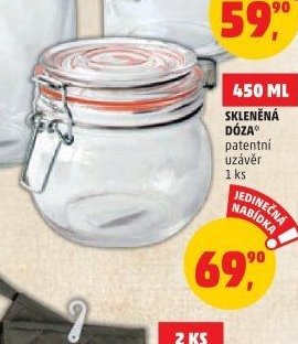 SKLENĚNÁ DÓZA patentní uzávěr 450 ml