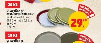 SADA VÍČEK NA ZAVAŘOVACÍ SKLENICE