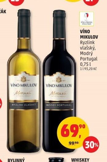 VÍNO MIKULOV Ryzlink vlašský, Modrý Portugal 0,75 l